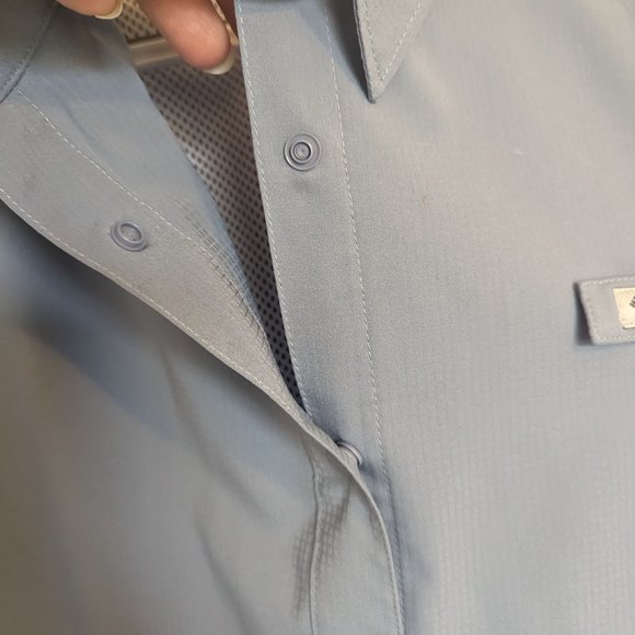 Columbia PFG Long Sleeve SNAP UP Quick Dry Shirt | M | Slate Blue / Gray | EUC - Picture 7 of 12